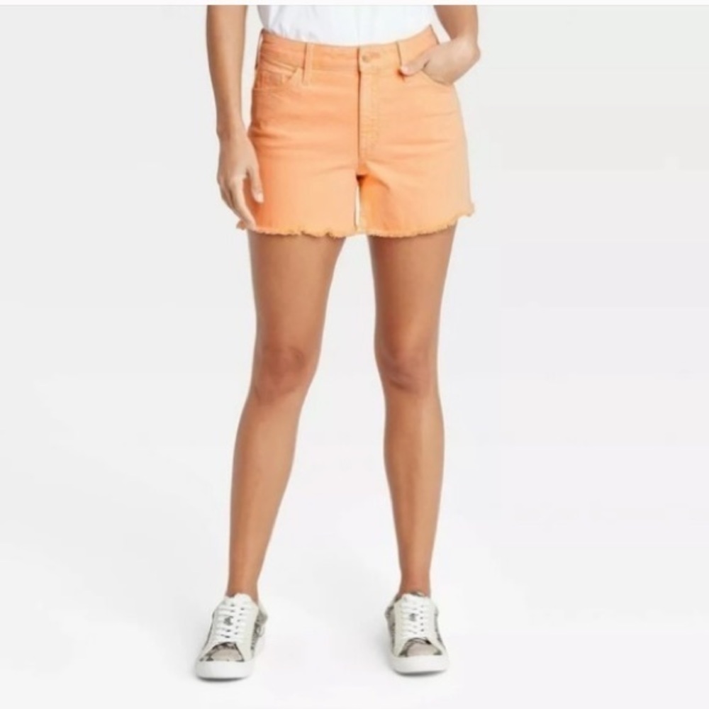 Universal Thread High Waisted Jean Shorts 8/29” Vintage Midi Stretch Orange 4/27